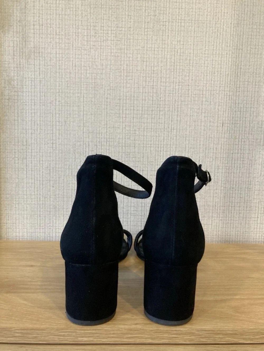 Steve Madden Black Suede Ankle-Strap Block Heels